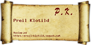 Preil Klotild névjegykártya